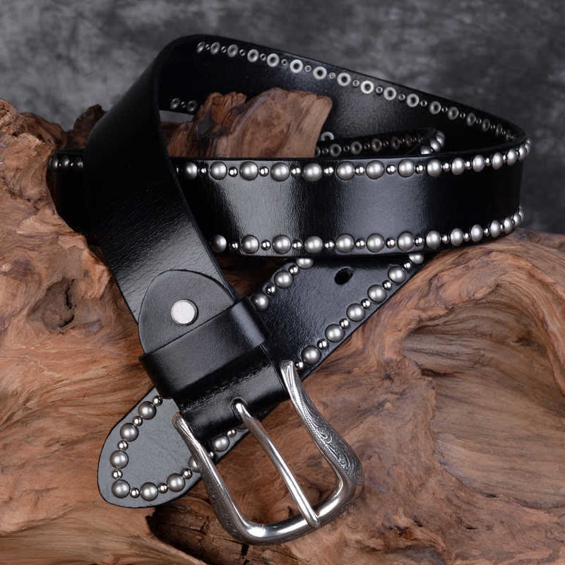 Cintura in pelle con accessori per abbigliamento gotico con borchie e rivetti rotondi - image 3