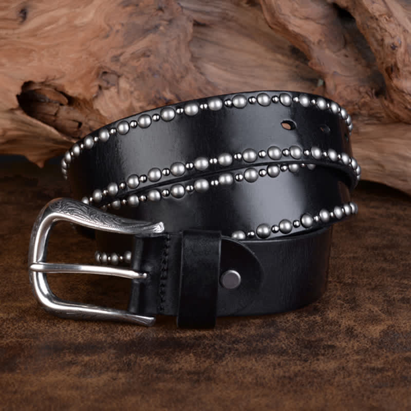 Cintura in pelle con accessori per abbigliamento gotico con borchie e rivetti rotondi - image 5
