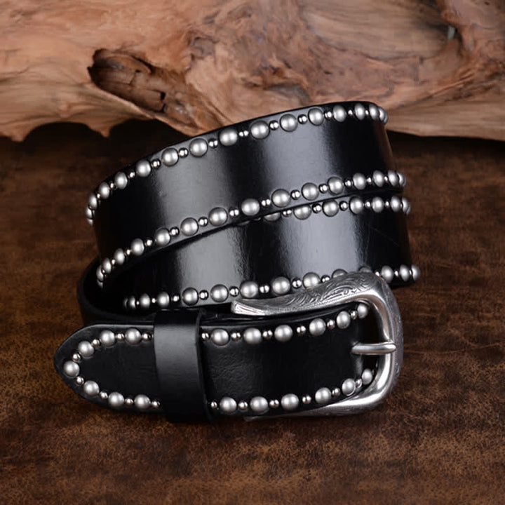 Cintura in pelle con accessori per abbigliamento gotico con borchie e rivetti rotondi - image 1