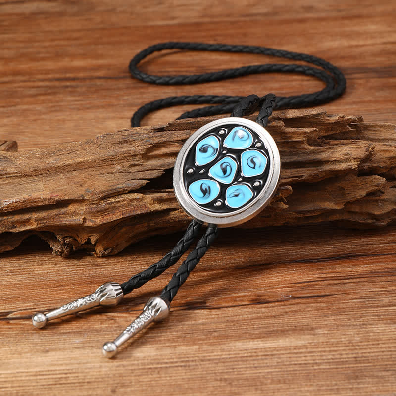 Cravatta Bolo Triangolo con Fiori Ovali Smaltati Blu - image 4