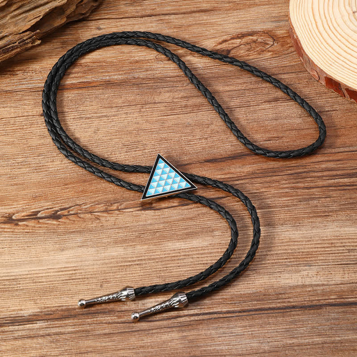 Cravatta Bolo Triangolo con Fiori Ovali Smaltati Blu - image 11