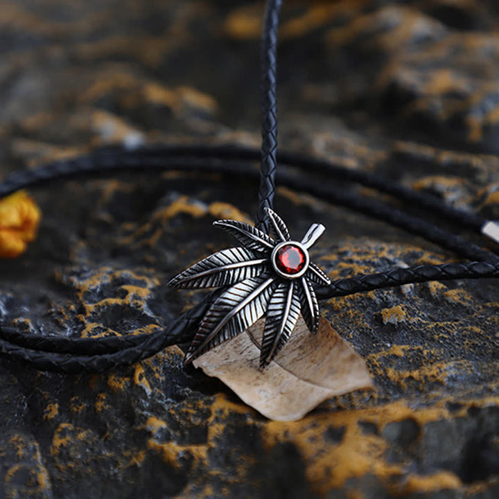 Cravatta Bolo a forma di foglia d'acero da cowboy occidentale punk - Pelle PU - image 1