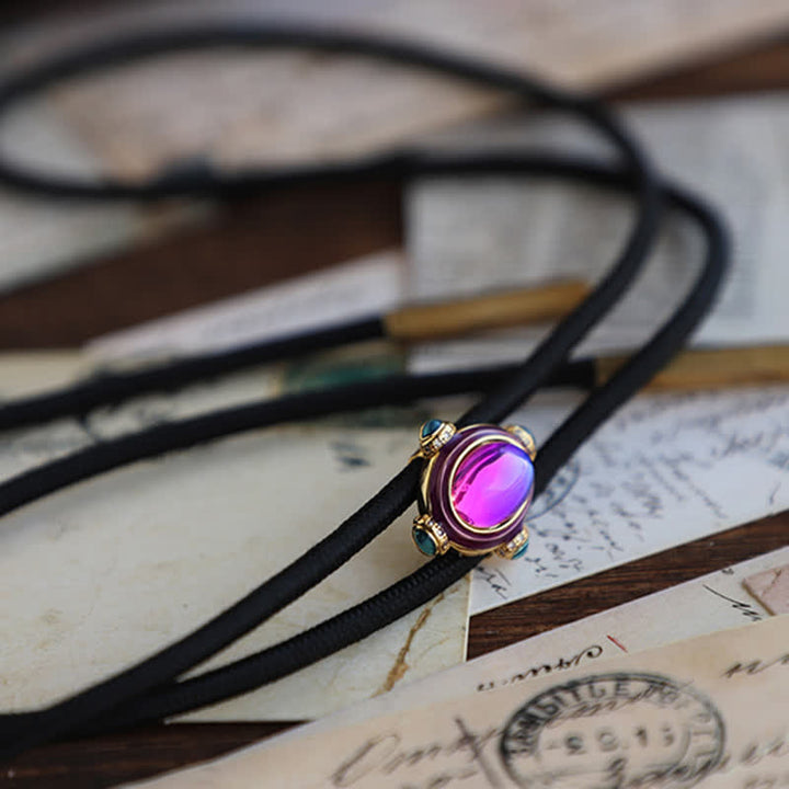 Piccola cravatta Bolo vintage con pietra preziosa blu e viola - image 7
