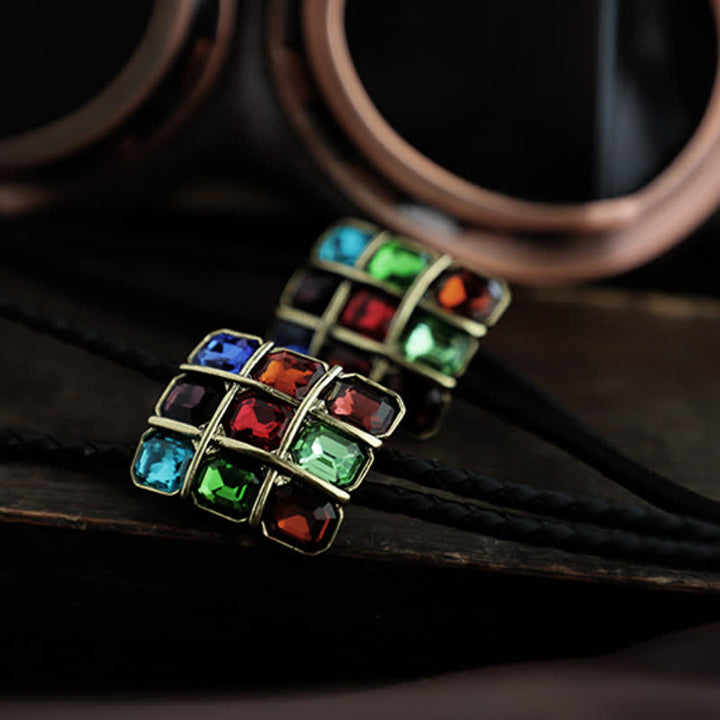 Cravatta Bolo con pietra preziosa e cubo a mosaico geometrico - image 4
