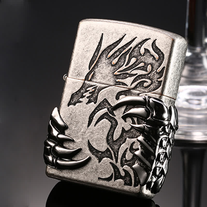 Accendino a cherosene ricaricabile Dragon Claw Relief - Argento - image 10
