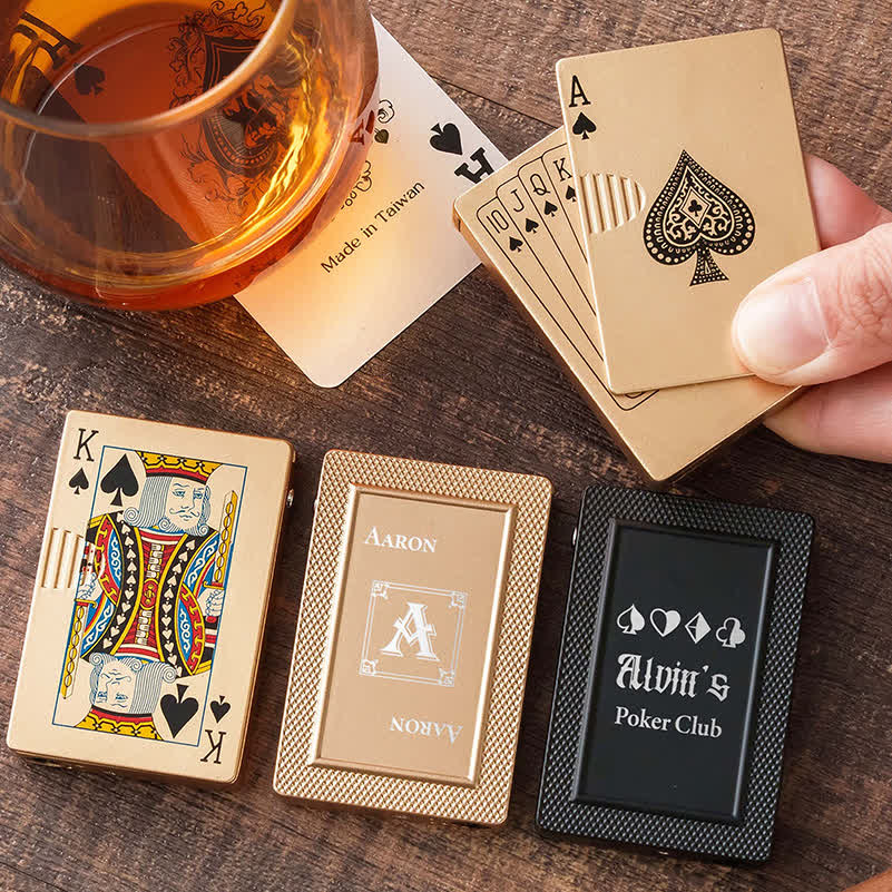 Accendino a butano ricaricabile personalizzato con retro personalizzato e carte da poker - image 0