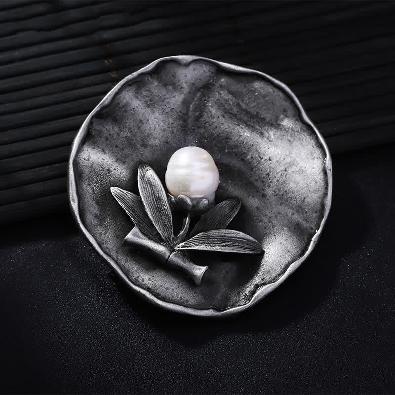 Spilla decorativa in perle di bambù rotonde retrò da donna - Grigio - image 0