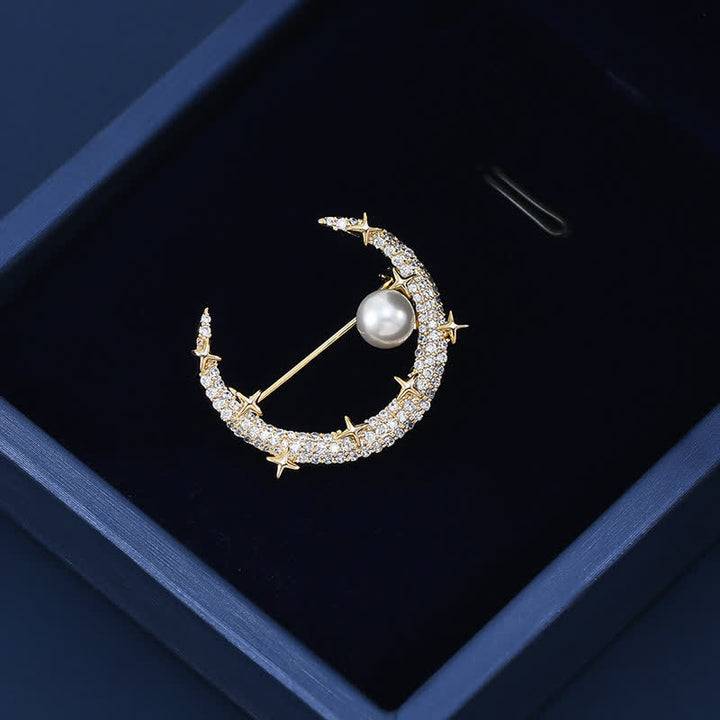 Spilla con strass luna e stella da donna - image 1