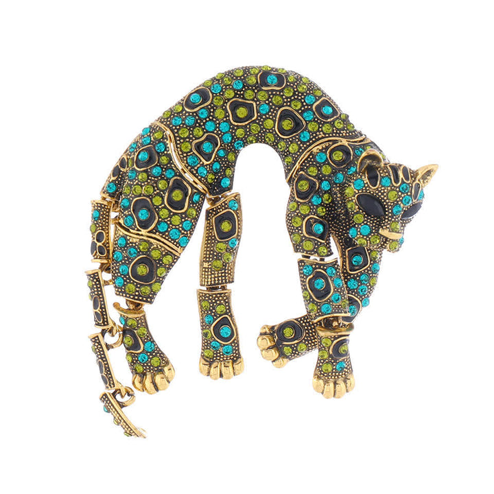 Spilla unisex vintage con pantera e leopardo e strass - image 4