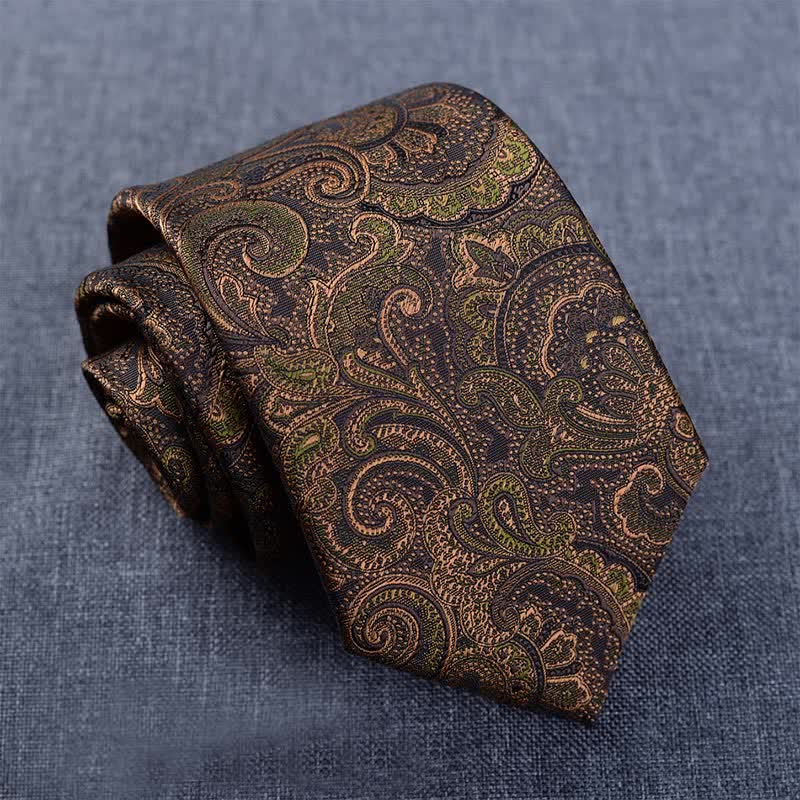 5 pezzi papillon Paisley marrone scuro e nero da uomo in scatola regalo - image 4