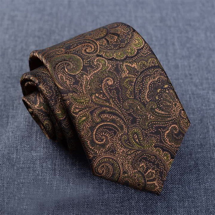 5 pezzi papillon Paisley marrone scuro e nero da uomo in scatola regalo - image 4