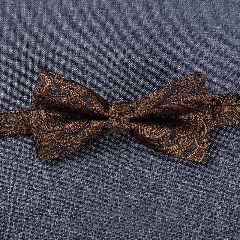 5 pezzi papillon Paisley marrone scuro e nero da uomo in scatola regalo - image 6