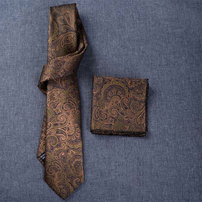 5 pezzi papillon Paisley marrone scuro e nero da uomo in scatola regalo - image 5