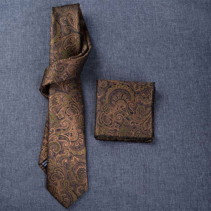 5 pezzi papillon Paisley marrone scuro e nero da uomo in scatola regalo - image 5