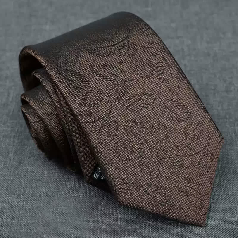 5 pezzi papillon con stampa foglie marrone scuro casual da uomo, confezione regalo - image 2