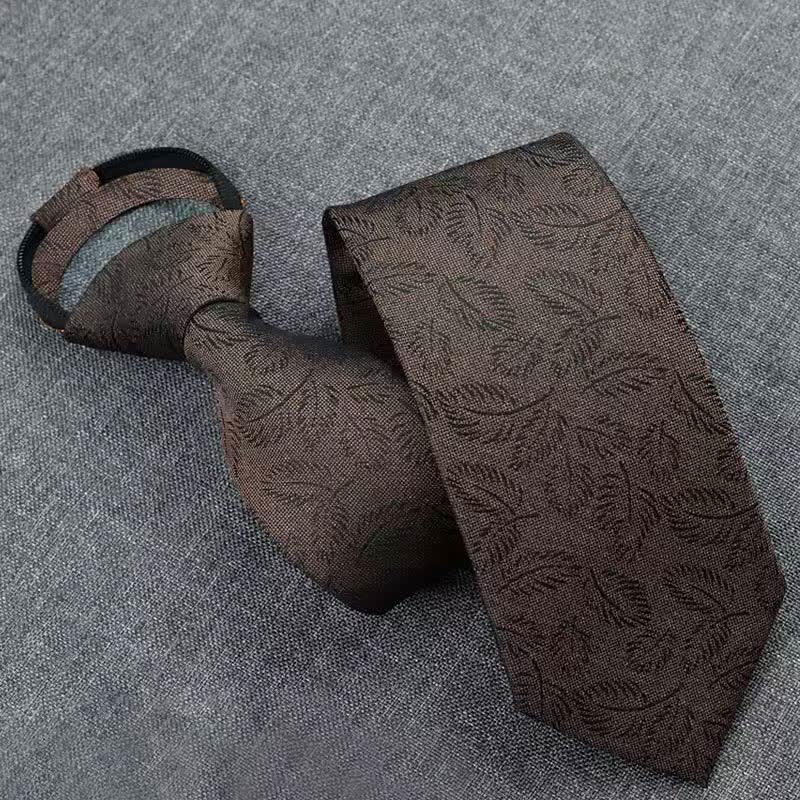 5 pezzi papillon con stampa foglie marrone scuro casual da uomo, confezione regalo - image 4