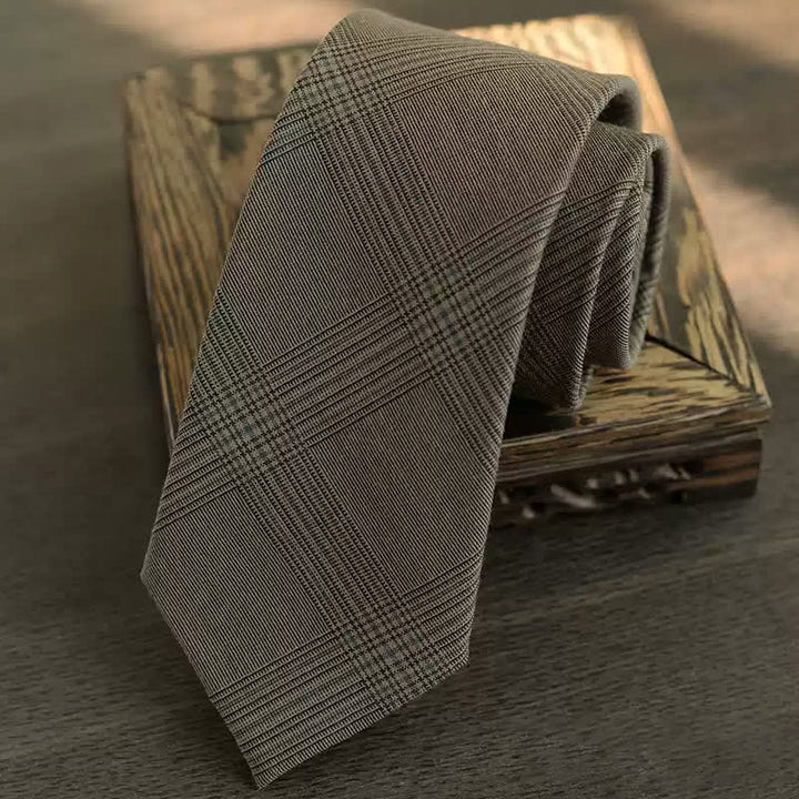 5 pezzi papillon vintage da uomo in stile caffè marrone a quadri, confezione regalo - image 5