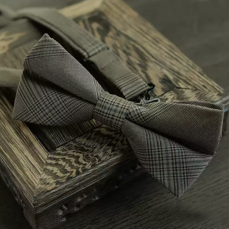 5 pezzi papillon vintage da uomo in stile caffè marrone a quadri, confezione regalo - image 3