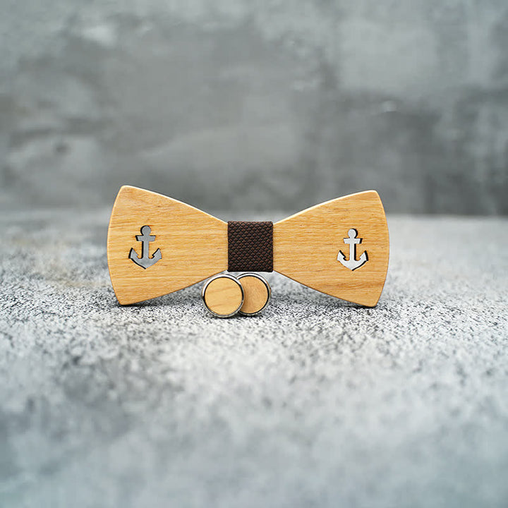 Set di 3 papillon in legno con ancora cava per barca da uomo - image 3
