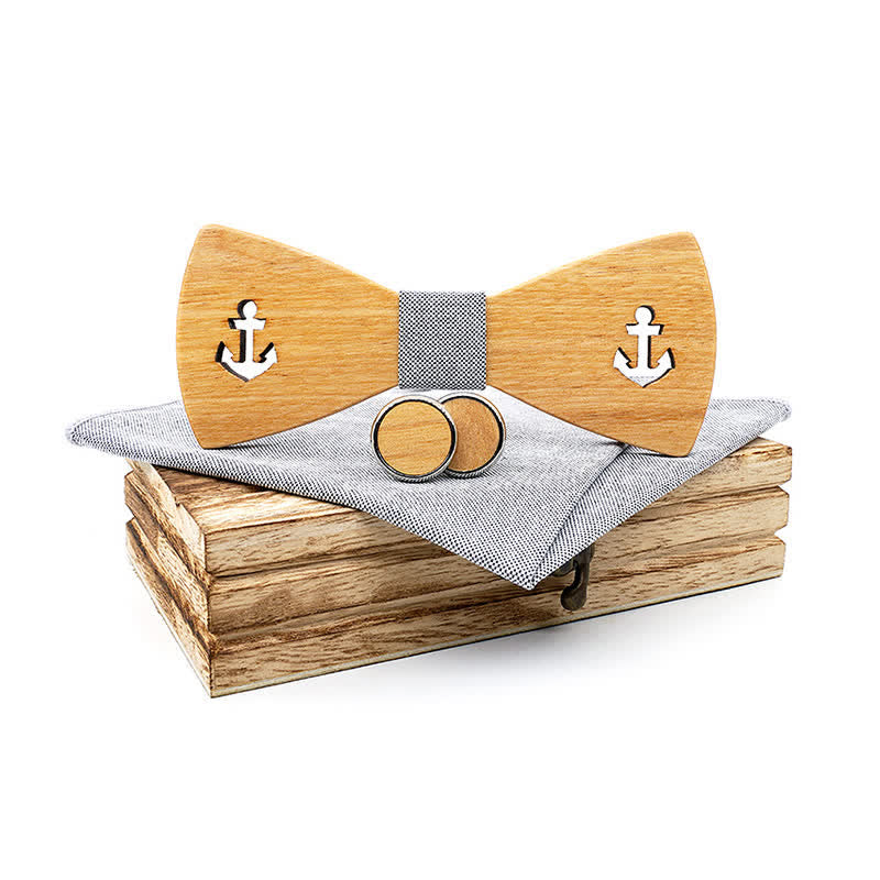 Set di 3 papillon in legno con ancora cava per barca da uomo - Grigio chiaro - image 10