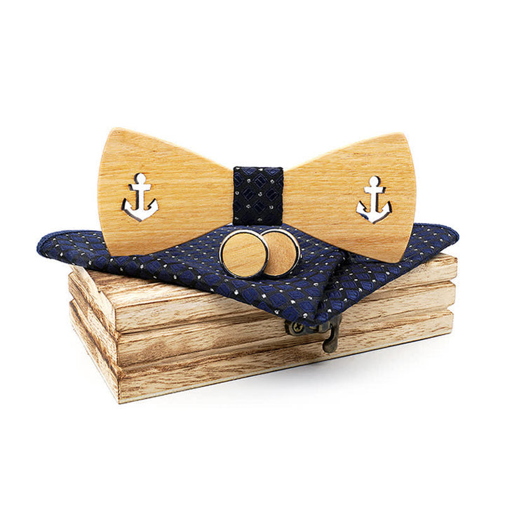 Set di 3 papillon in legno con ancora cava per barca da uomo - Marina Militare - image 11