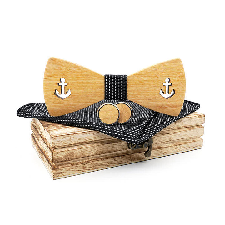 Set di 3 papillon in legno con ancora cava per barca da uomo - Nero - image 9