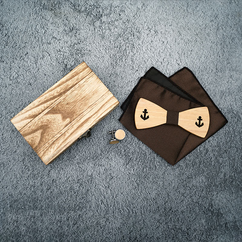 Set di 3 papillon in legno con ancora cava per barca da uomo - image 1