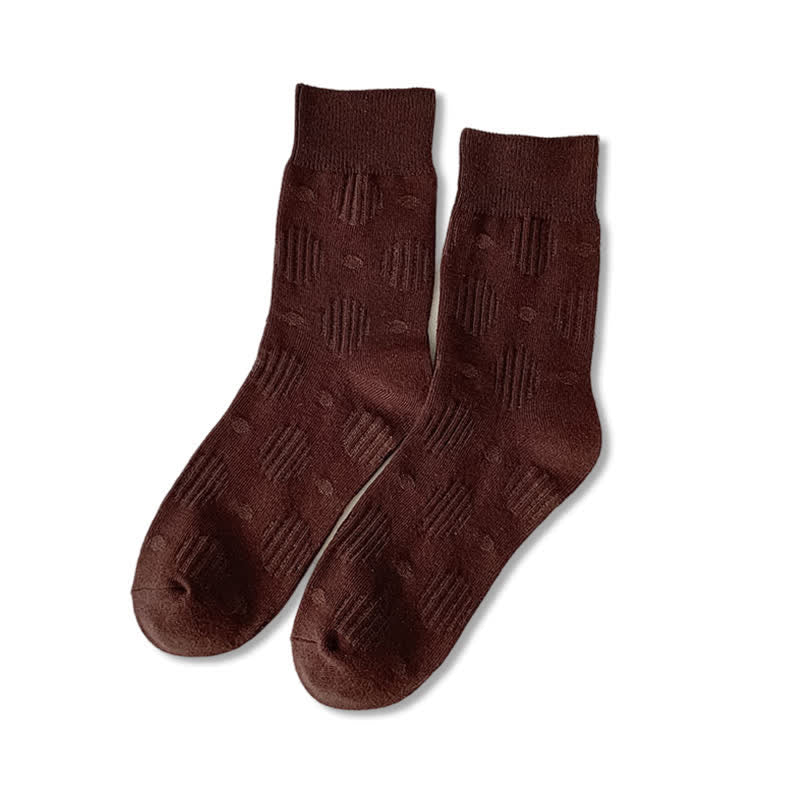 Calzini classici in cotone a pois tinta unita - Marrone - 6 paia - Taglia unica (US 6.5 - US 10) - image 12