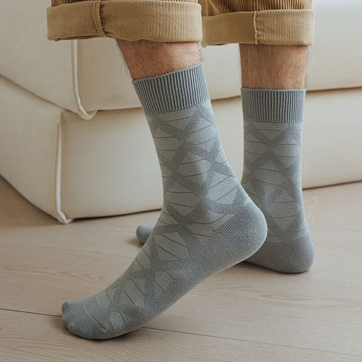 Calzini in cotone lavorati a maglia con motivo a quadri alla moda e motivo a rombi - image 12