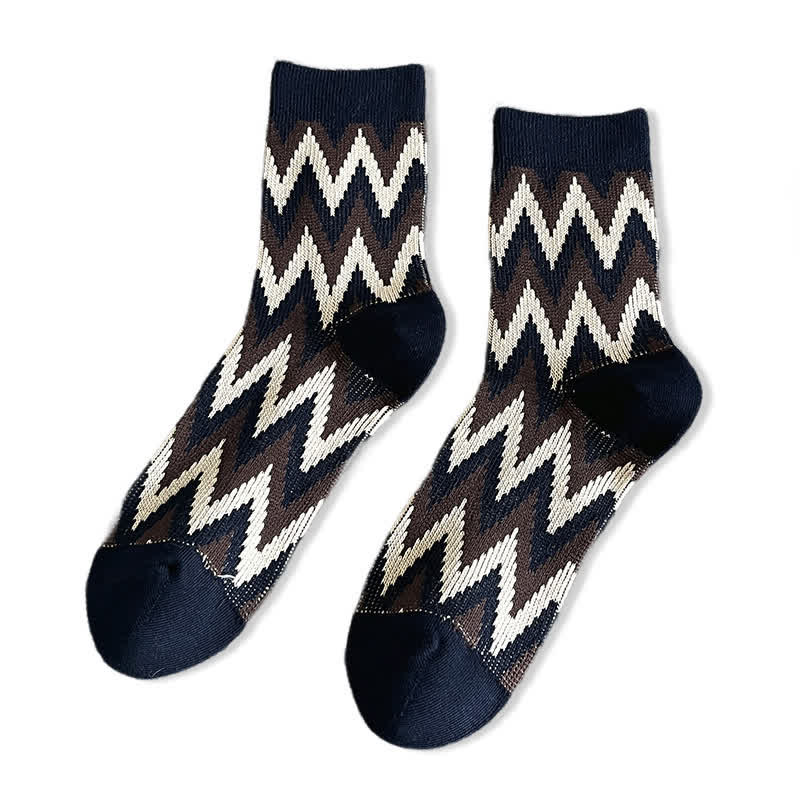 Calzini in cotone con motivo a zigzag retrò e funky - Marina Militare - 6 paia - Taglia unica (US 6.5 - US 10) - image 15