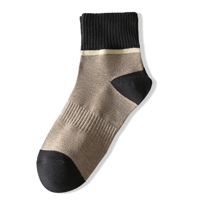 Calzini sportivi in cotone a metà polpaccio con contrasto colorblocking - Cachi scuro e nero - 6 paia - Taglia unica (US 6.5 - US 10) - image 11