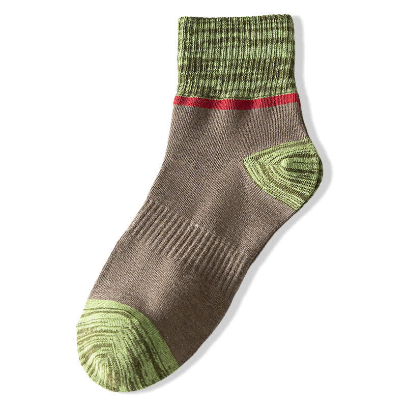Calzini sportivi in cotone a metà polpaccio con contrasto colorblocking - Marrone chiaro e verde - 6 paia - Taglia unica (US 6.5 - US 10) - image 13