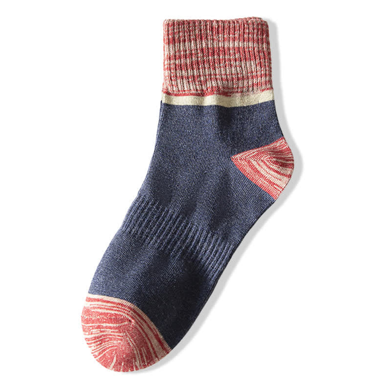 Calzini sportivi in cotone a metà polpaccio con contrasto colorblocking - Blu marino e rosso - 6 paia - Taglia unica (US 6.5 - US 10) - image 14