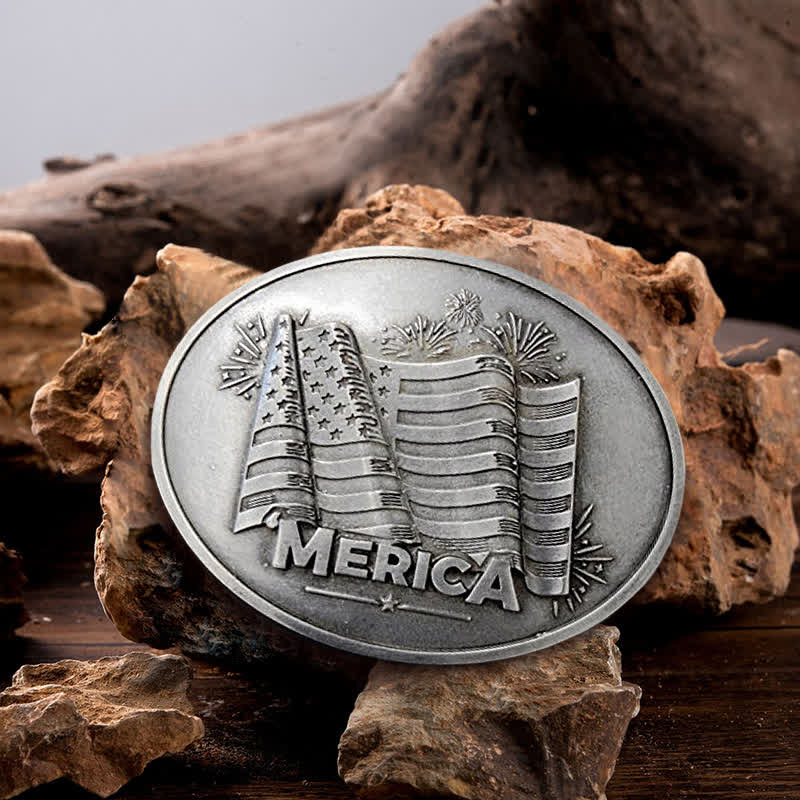 Cintura in pelle con fibbia porta birra creativa fai da te da uomo con bandiera Merica Pride - Argento antico - Senza cintura - Senza cintura - image 0