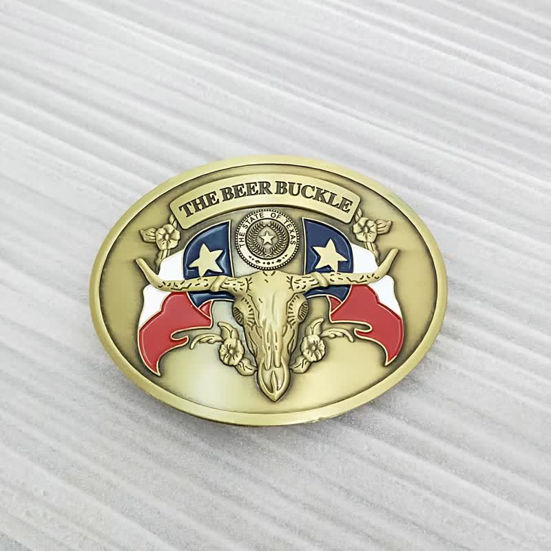 Cintura in pelle con fibbia porta birra creativa fai da te da uomo a forma di toro del selvaggio West - Bronzo antico - Senza cintura - Senza cintura - image 13