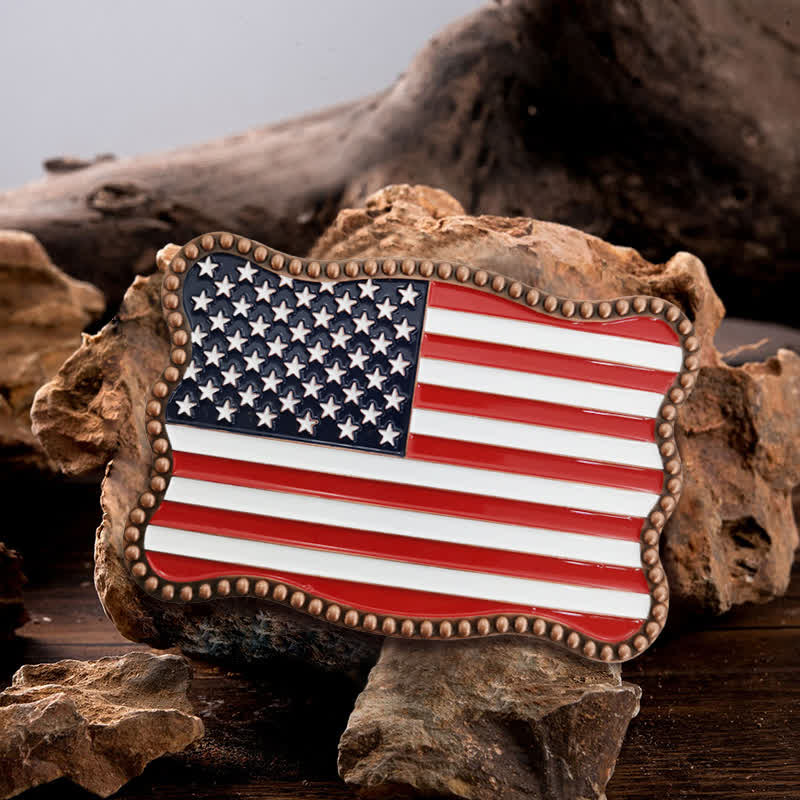 Cintura in pelle con fibbia per portafoglio con bandiera americana fai da te creativo da uomo - Rame antico - Senza cintura - Senza cintura - image 0