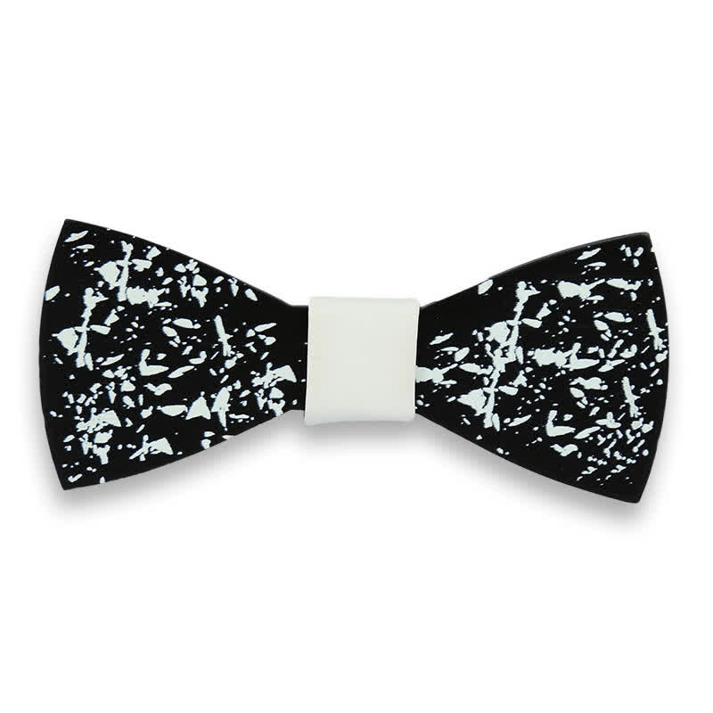 Papillon in legno con schizzi di vernice artistica da uomo - Nero - image 0