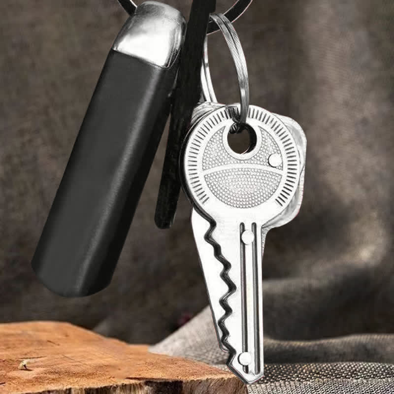 Portachiavi a forma di chiave con mini coltello pieghevole compatto - Argento - image 0
