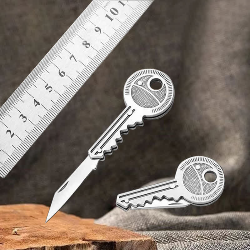 Portachiavi a forma di chiave con mini coltello pieghevole compatto - image 3