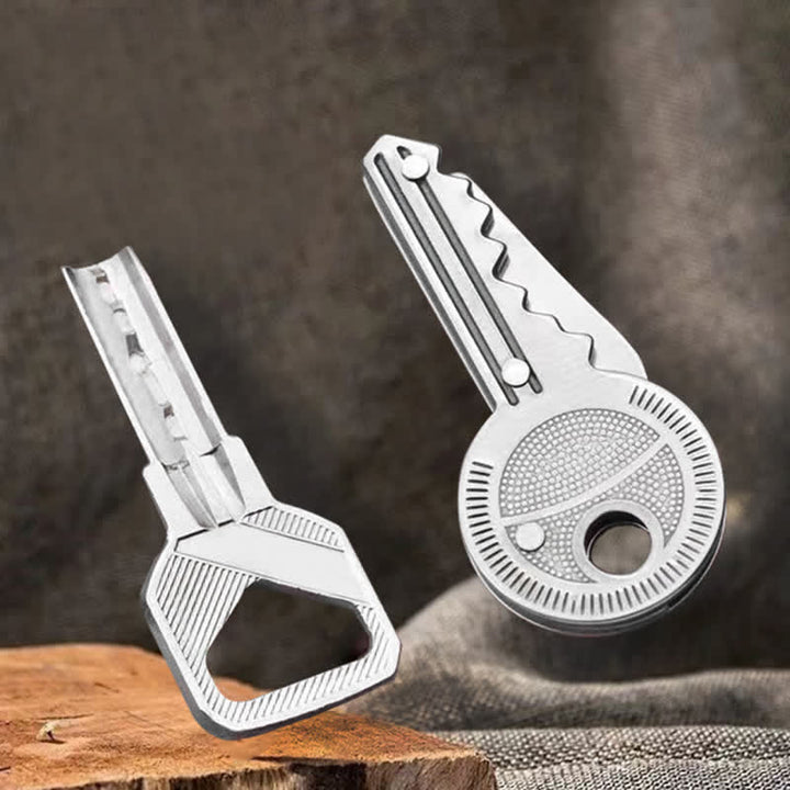 Portachiavi a forma di chiave con mini coltello pieghevole compatto - image 1