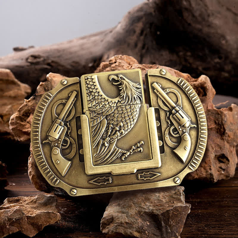 Set fai da te con fibbia per cintura, accendino e coltello nascosto con bandiera USA e aquila - image 4