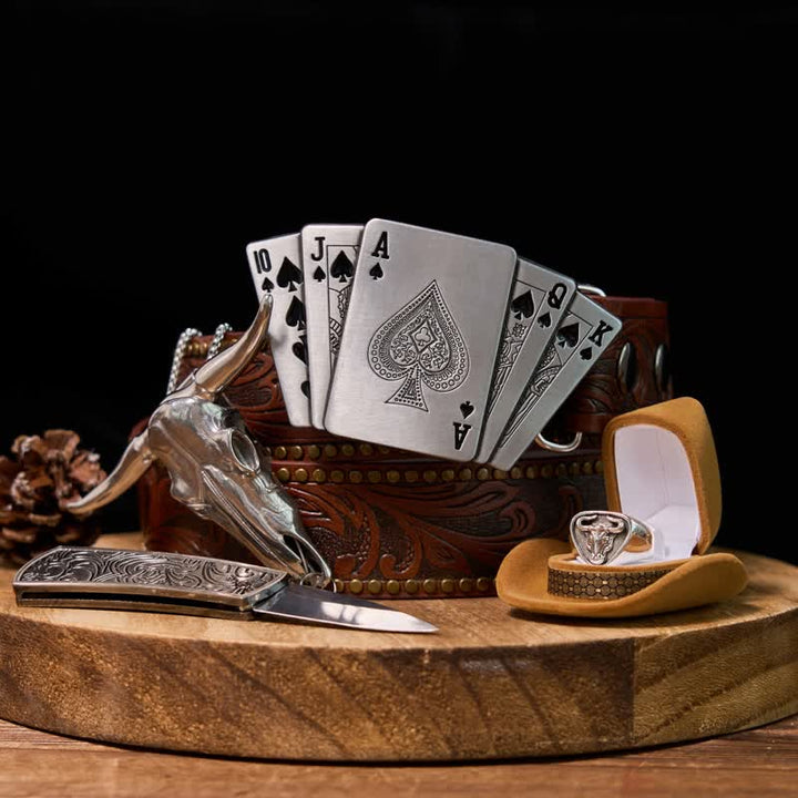 Set di anelli per toro con ciondolo a forma di corno di cervo, fibbia per cintura con accendino nascosto fai da te - Set in bundle - image 0