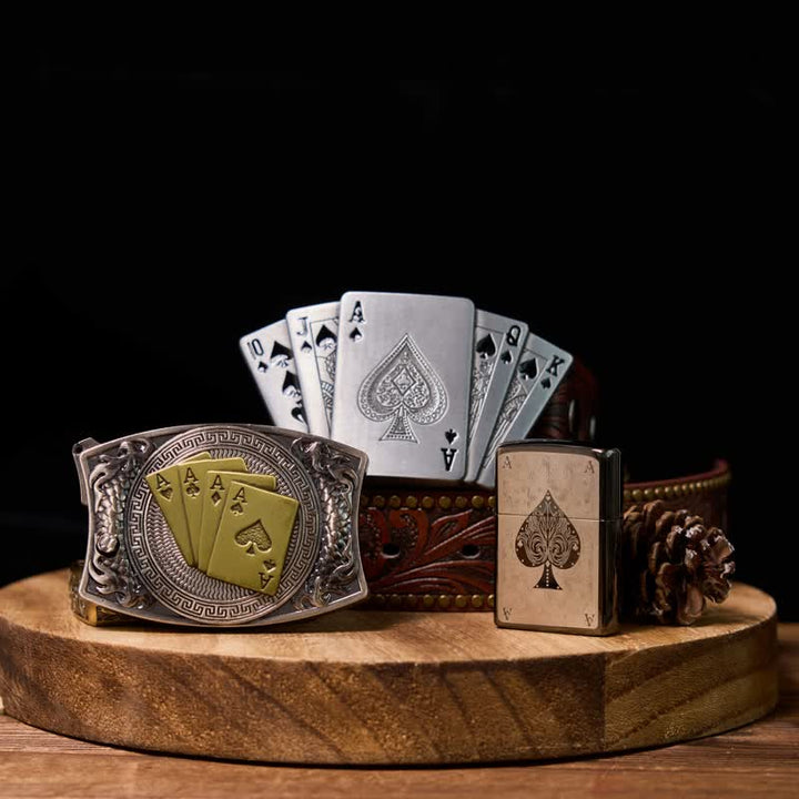 Set di accendini con fibbia per cintura e coltello nascosto fai da te Lucky Poker - Set in bundle - image 0