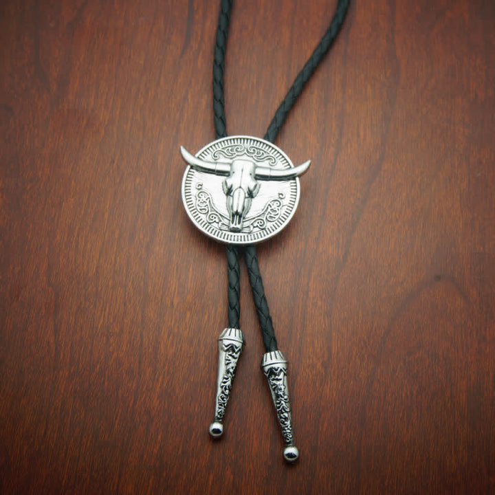 Set di cravatte Bolo con ciondolo a forma di mucca, fibbia per cintura con coltello nascosto fai da te e teschio - image 7