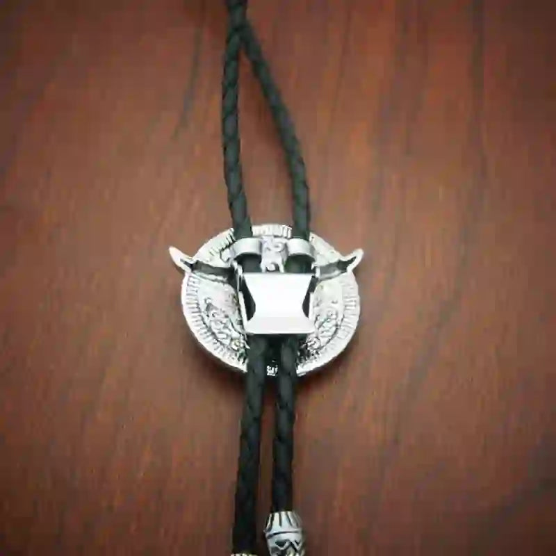 Set di cravatte Bolo con ciondolo a forma di mucca, fibbia per cintura con coltello nascosto fai da te e teschio - image 8