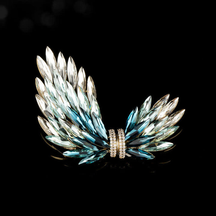 Spilla da donna di lusso elegante con ali in zircone lucido - Blu - image 0