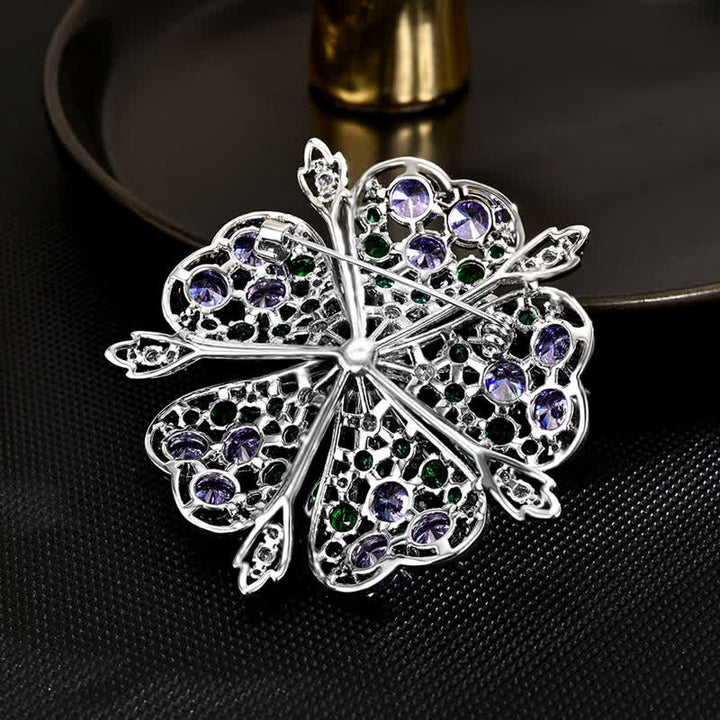 Spilla elegante da donna con perle e zirconi colorati floreali - image 3