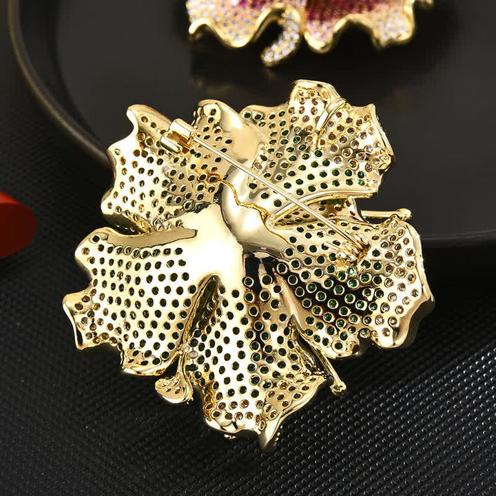 Spilla da donna di lusso con zirconi cubici colorati e fiori retrò - image 3