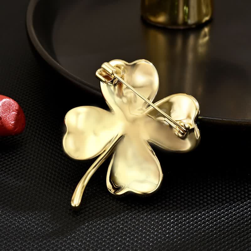 Spilla da donna con quadrifoglio fortunato verde - image 3