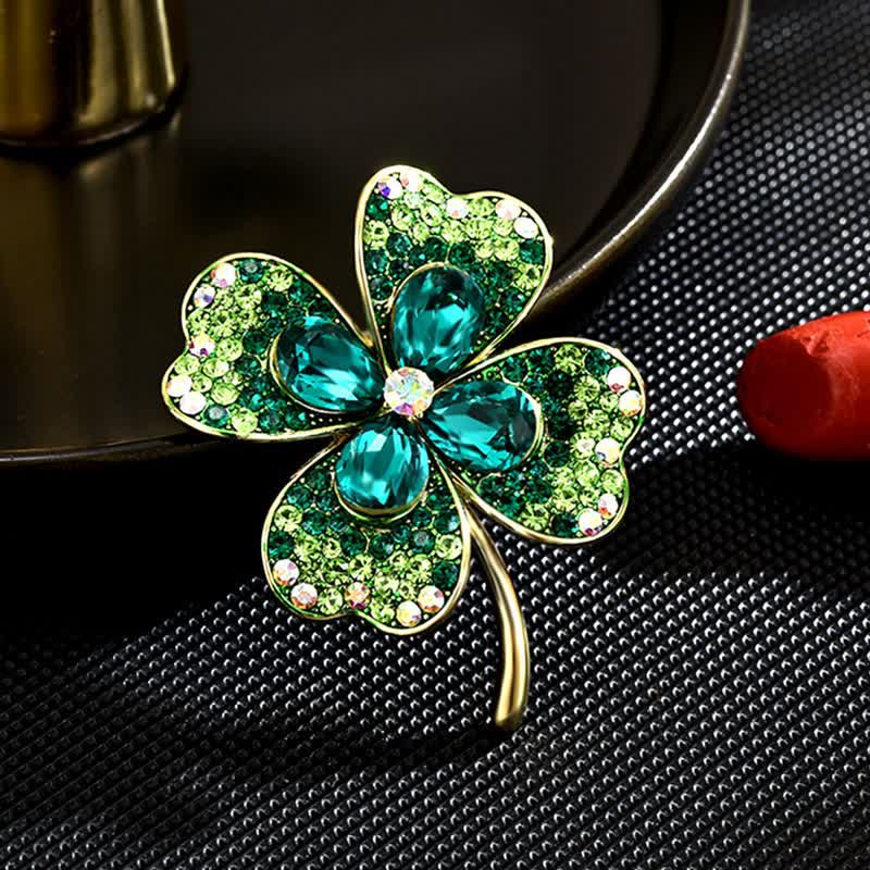 Spilla da donna con quadrifoglio fortunato verde - Verde - image 0